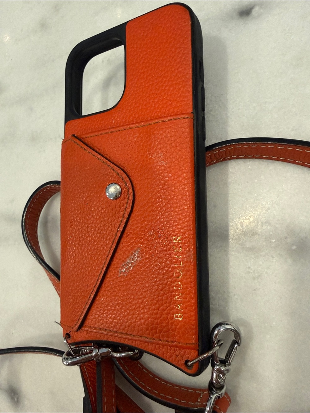Bandolier burnt Orange Crossbody Wallet Phone Case with Strap iPhone 13 Pro Max - Picture 2 of 5